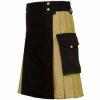 Stylish Two Toned Khaki & Black Utility Kilt