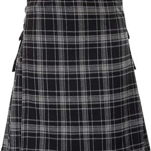 Tartan Kilt for Men's Color Block Costume Pleated Checked Short Dress Plaid Skirt