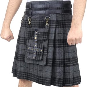 Tartan Utility Kilts for Men with Front Detachable Pocket