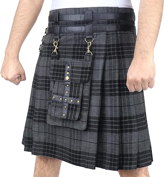 Tartan Utility Kilts for Men with Front Detachable Pocket1