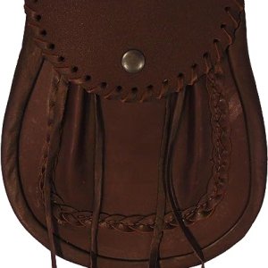 The Scotland Kilt Company Wedding Kilt Semi Dress Sporran Brown Leather Sporran Braided Edge