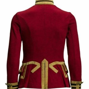 Womens Red Wool French Terry Officer’s Military Band Jacket