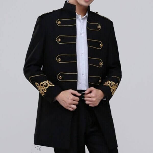 Men’s Military Tunic Long Jackets Coats Mess Dress Gothic Coat