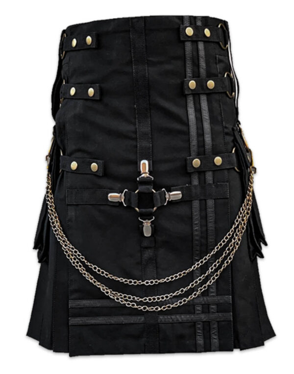 BLACK FASHION GOTHIC STYLE UTILITY KILT