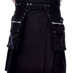 CARGO POCKETS BLACK FASHION UTILITY KILT