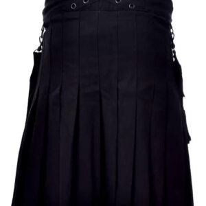 CARGO POCKETS BLACK FASHION UTILITY KILT