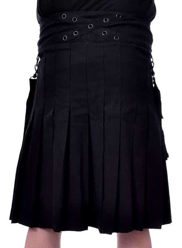 CARGO POCKETS BLACK FASHION UTILITY KILT1