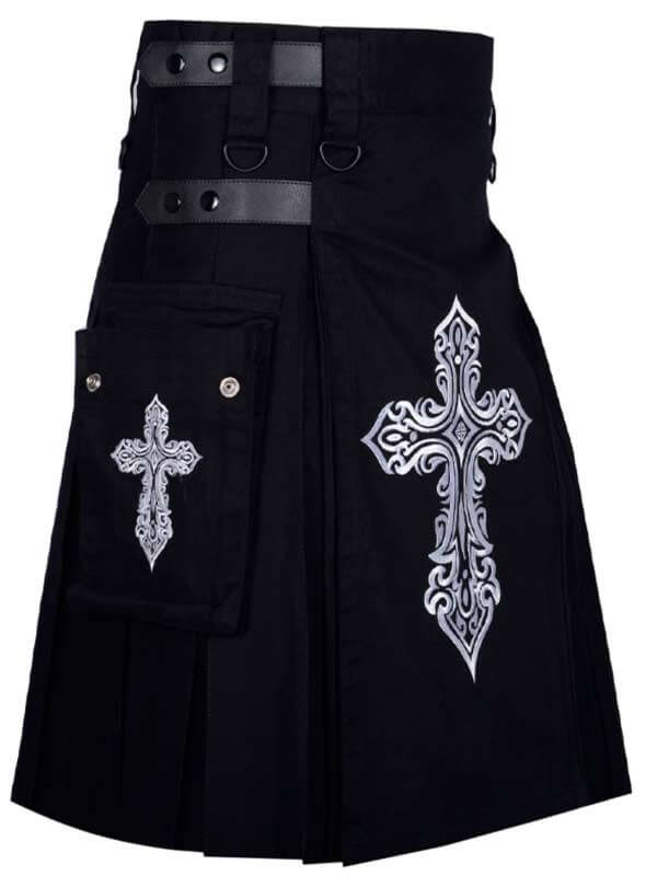 CELTIC SWORD EMBROIDERY PATTERN BLACK UTILITY KILT1