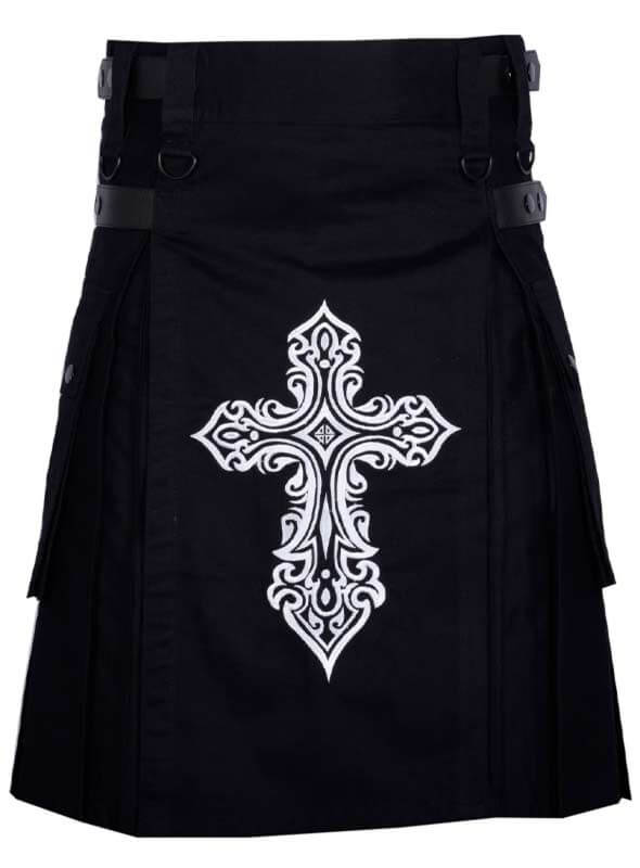 CELTIC SWORD EMBROIDERY PATTERN BLACK UTILITY KILT2