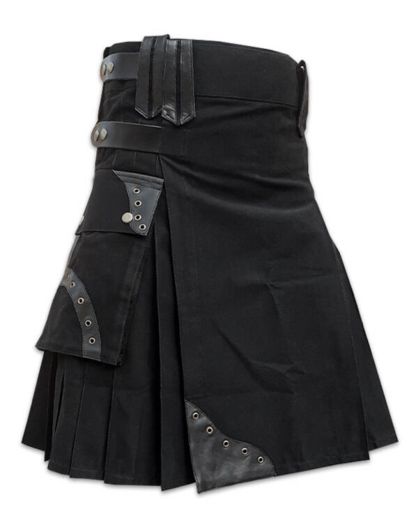 MEN’S BLACK CARGO UTILITY KILT