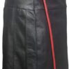 Mens Black Leather Pleated LARP Utility Kilt Flat Front Pocket Wrap Style