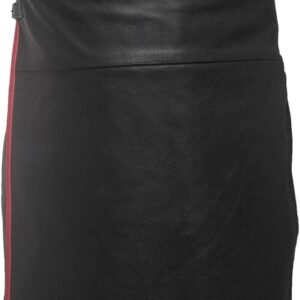 Mens Black Leather Pleated LARP Utility Kilt Flat Front Pocket