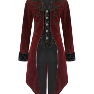 Mens Exquisite Gothic Steampunk Vampire style mens knee-length smoking jacket