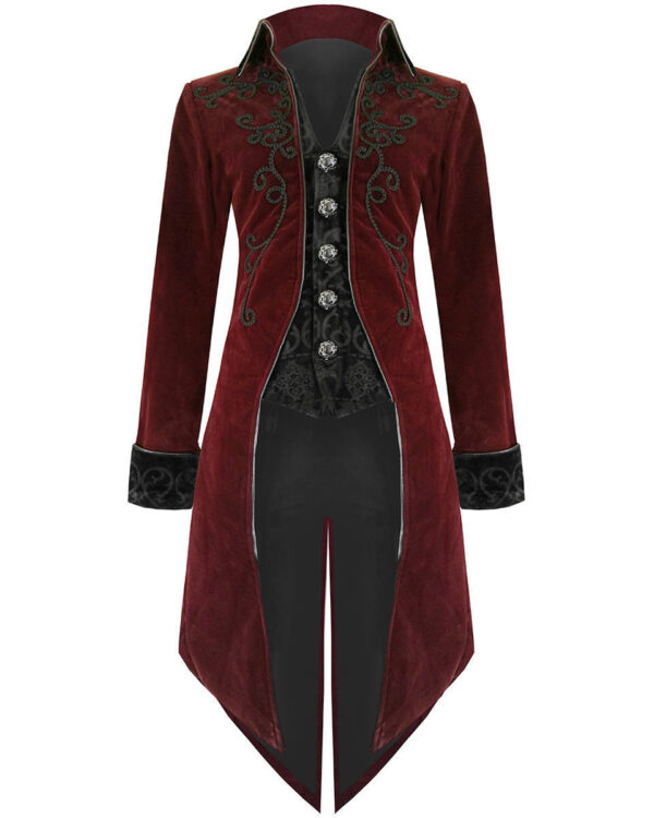 Mens Exquisite Gothic Steampunk Vampire style mens knee-length smoking jacket