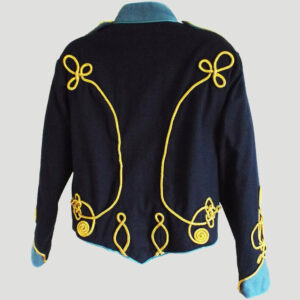 New Steampunk Military Hussar Jacket in Men Navy Blue Trim And Gold Braid