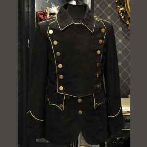 New War Military Black Wool With White Trimming Men Jacket