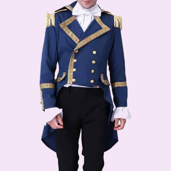 New Men Blue Colonial Hamilton Military Musical Cosplay Gothic Jacket