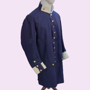 New Midshipman Revolutionary War Men's Navy Blue Wool White Cuffs Coat