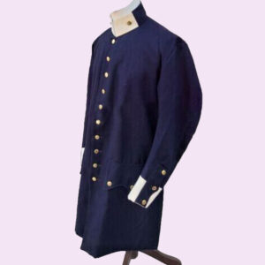 New Midshipman Revolutionary War Men's Navy Blue Wool White Cuffs Coat