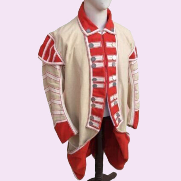 New Musician’s Coat Revolutionary War Men’s Off White With Red Facing