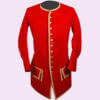 New Red French Navy Officer Military Gold Braiding Wool Men’s Coat