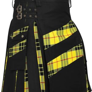 Men's Modern Hybrid Cotton & Tartan Kilt Cross Strip Designer for Weddings