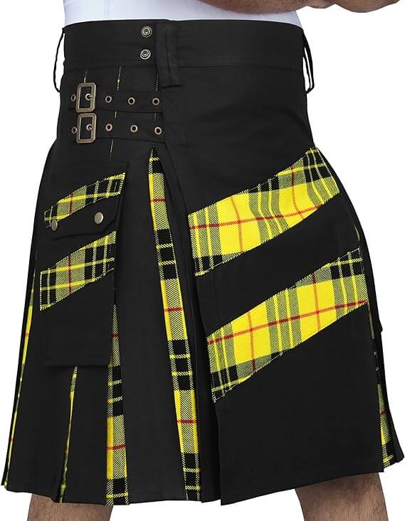 Men’s Modern Hybrid Cotton & Tartan Kilt Cross Strip Designer for Weddings