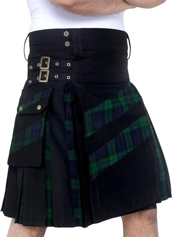 Men’s Modern Hybrid Cotton & Tartan Kilt Cross Strip Designer for Weddings