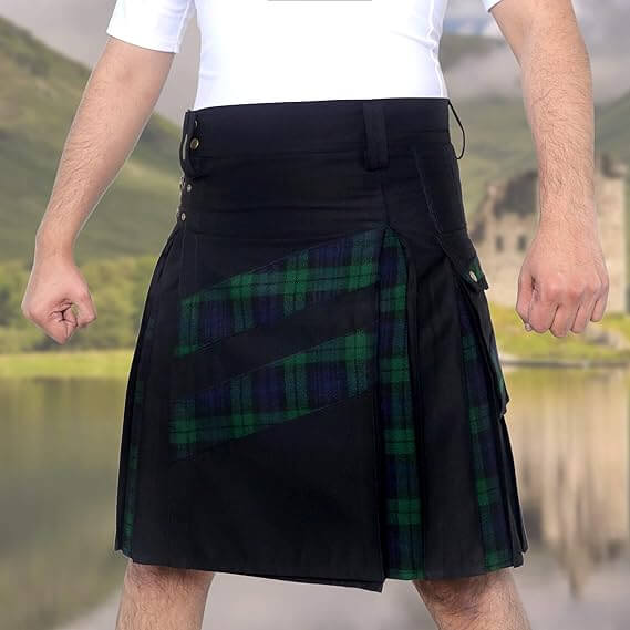 Men’s Modern Hybrid Cotton & Tartan Kilt Cross Strip Designer for Weddings