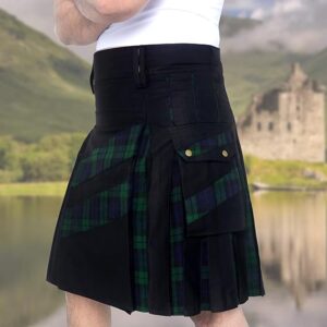 Men's Modern Hybrid Cotton & Tartan Kilt Cross Strip Designer for Weddings