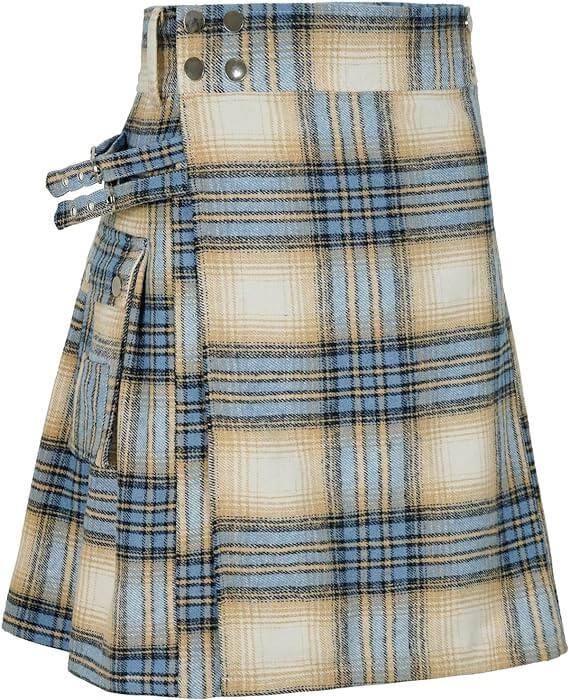 Mens Kilt Traditional Highland Scottish Tartan Utility Kilt