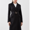 Italian Manteco Wool Blend Tailored Belted Midi Coat