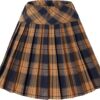 Women's Elastic Waist Plaid Pleated Skirt Tartan Skater School Uniform Mini Skirts